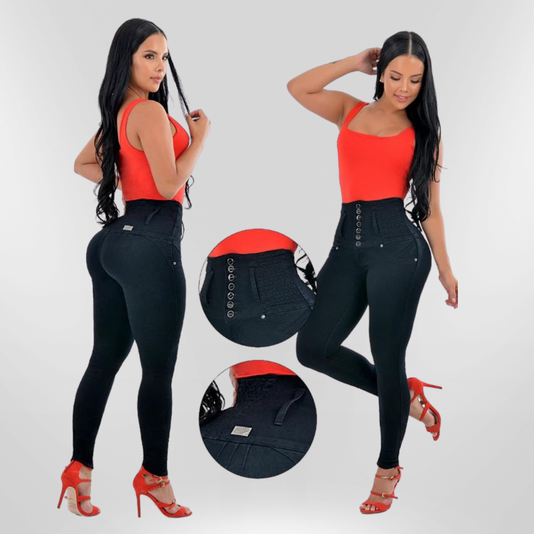 DEGREE JEAN LEVANTA COLA NEGRO TIPO CORSET