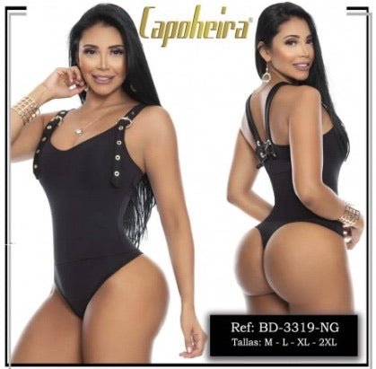 Bodysuit negro de tirantes tipo correa