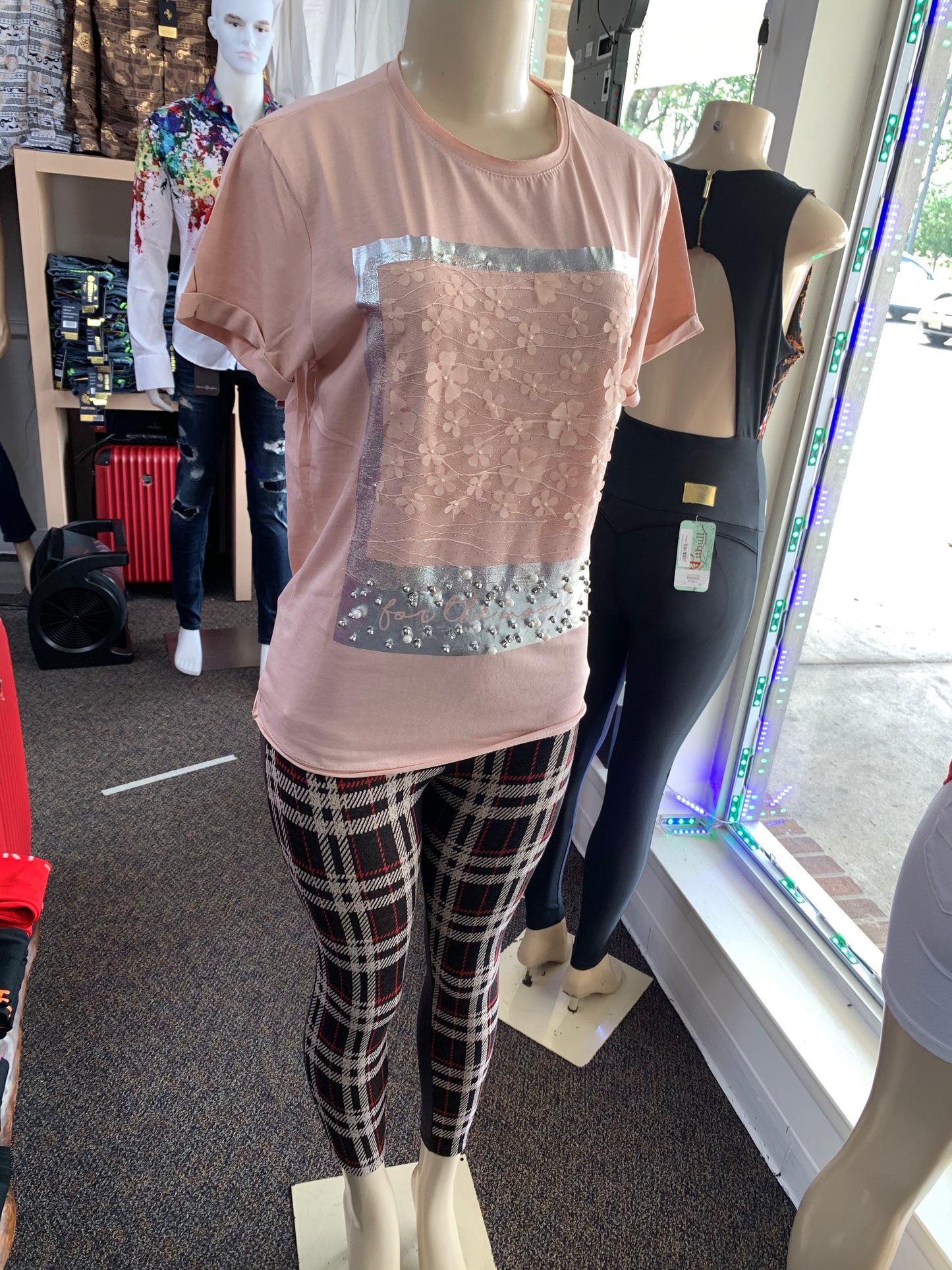 Embroided Flowers Light Pink Alegria Women’s T-Shirts