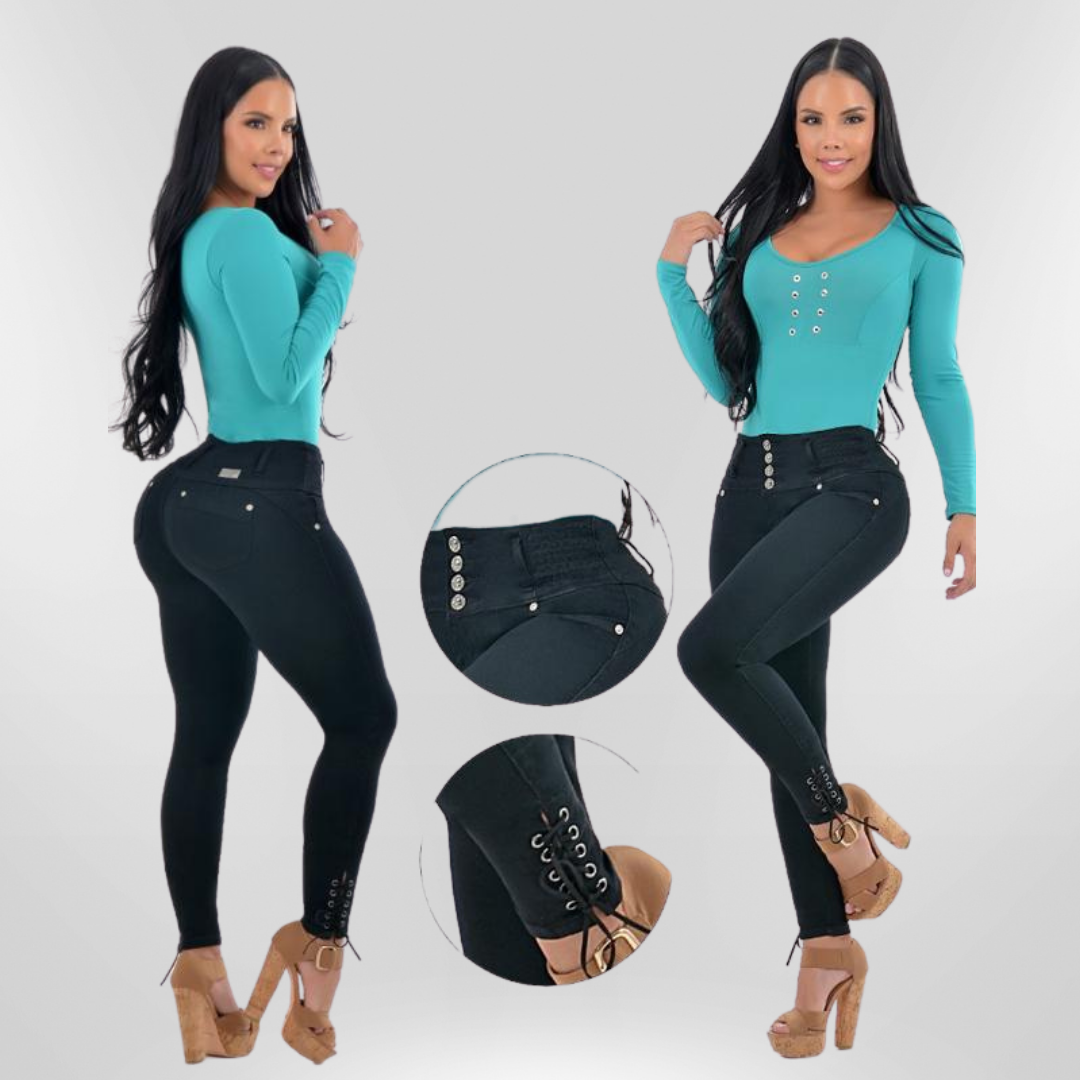 DEGREE JEAN LEVANTA COLA NEGRO TOBILLERA CON CORDONES