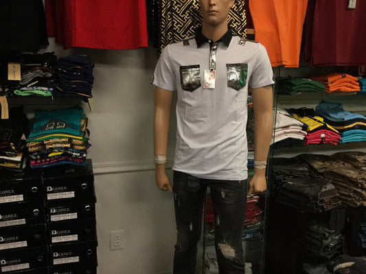 White Front Pockets Polo Shirt - Ace of Dimonds