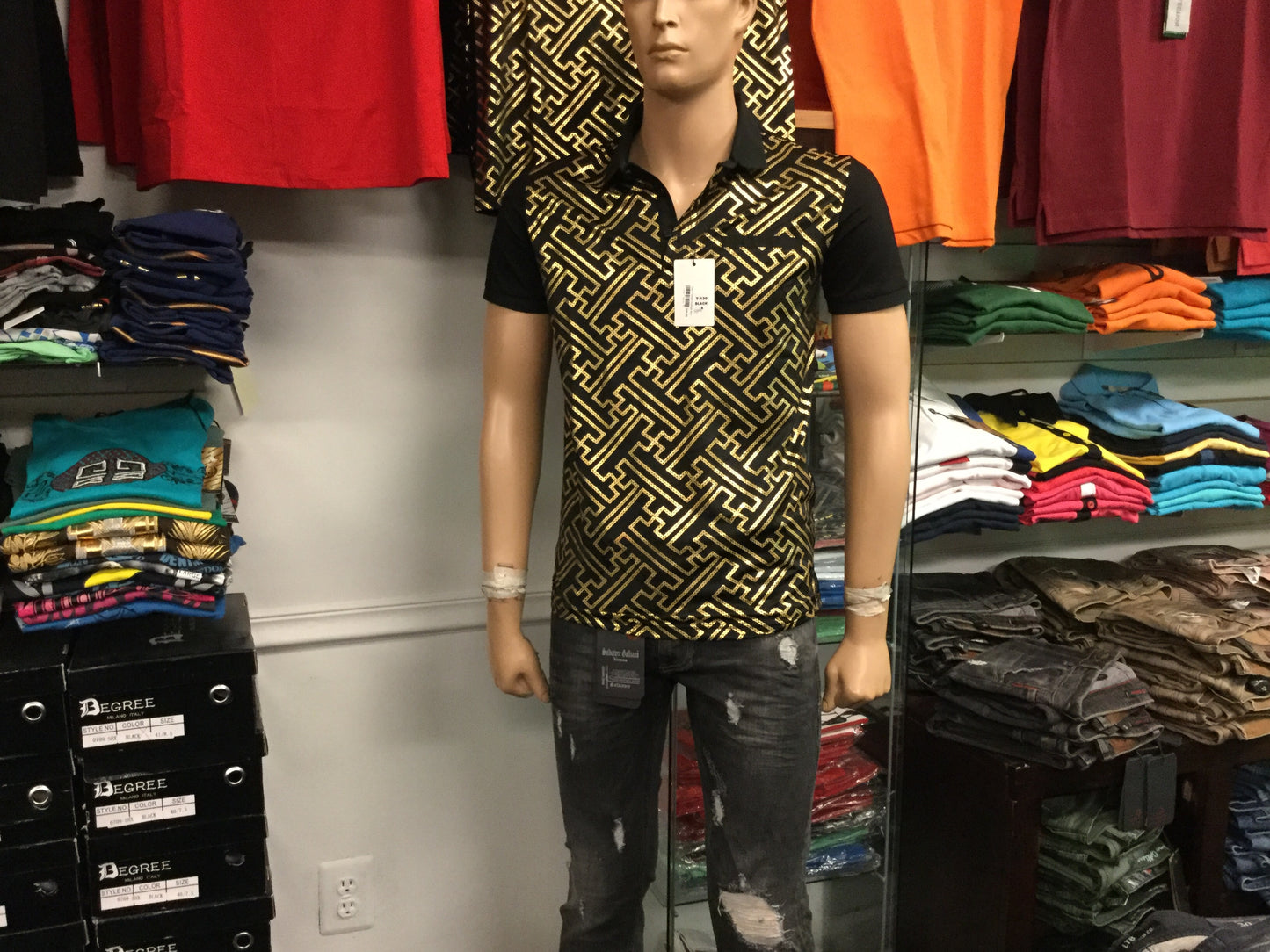 Black Polo Shirt Ace of Diamonds